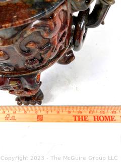 Antique Carved Purple Agate Chinese Dragon Incense Censer.  13" x 16"