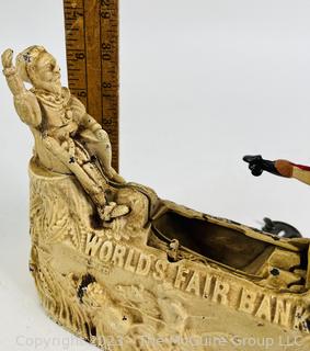 World's Fair Mechanical Bank Marked Columbus on Base.   9" x 7".