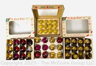 Four (4) Boxes of Vintage Mercury Glass Ornaments Including Shiny Brite and Trim Time.