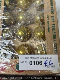 Four (4) Boxes of Vintage Mercury Glass Ornaments Including Shiny Brite and Trim Time.