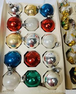 Collection of Vintage Christmas Ornaments Including Glass Blown Squirrels 