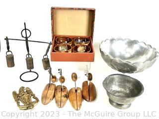 Decorative Items Including Serving Bowl by Bruce Fox Design Pewter