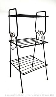 Black Wrought Iron Three Level Garden Plant Stand. Measures 13" square x 29" tall 