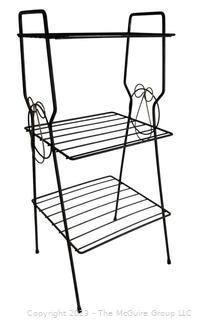 Black Wrought Iron Three Level Garden Plant Stand. Measures 13" square x 29" tall 