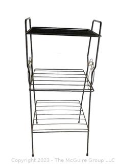 Black Wrought Iron Three Level Garden Plant Stand. Measures 13" square x 29" tall 