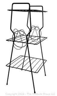 Black Wrought Iron Three Level Garden Plant Stand. Measures 13" square x 29" tall 