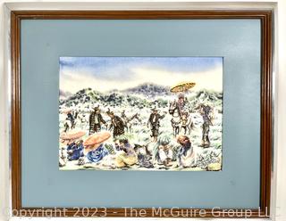 Framed Without Glass Watercolor of  Lake Sebu, South Cotabato, Philippines Signed By Artist George Ng, 1977.  22" x 17"