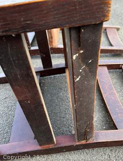 Set of Three (3) L&JG Stickley Ladderback Dining Chair with Leather Seats. Some repairs needed and some restoration has been done. Stickley Stamp found on two of three chairs.  