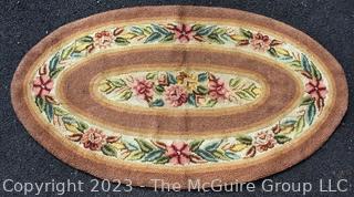 Vintage Oval Hook Rug.  30" x 50".