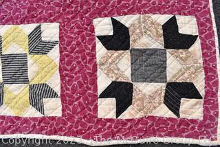 Vintage Hand Made Quilt in the Salem Block Pattern. Measures 72" x 75".