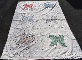 Hand Made Butterfly Quilt . Measures 72" x 48"