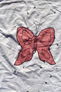 Hand Made Butterfly Quilt . Measures 72" x 48"