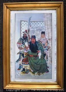 Framed Under Glass Print of  Chinese Story of The Romance Of The Three Kingdoms.  22" x 32".