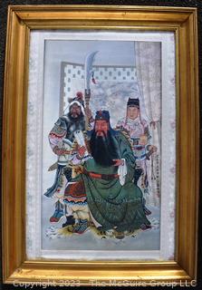 Framed Under Glass Print of  Chinese Story of The Romance Of The Three Kingdoms.  22" x 32".