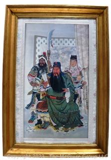 Framed Under Glass Print of  Chinese Story of The Romance Of The Three Kingdoms.  22" x 32".