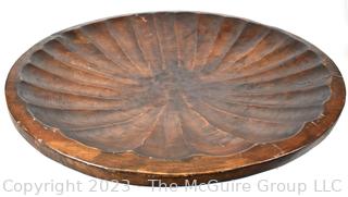 Very Large Carved Wood Serving or Decorative Bowl. 8" T X 18" D