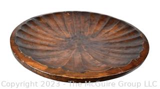 Very Large Carved Wood Serving or Decorative Bowl. 8" T X 18" D