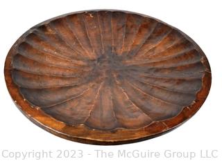 Very Large Carved Wood Serving or Decorative Bowl. 8" T X 18" D