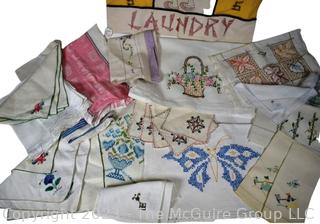 Embroidered Hand Towels, Table Runners and Laundry Bag.