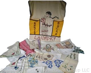 Embroidered Hand Towels, Table Runners and Laundry Bag.