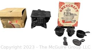 Greycraft Queen Miniature Cast Iron Wood Burning Stove with Accessories in Box