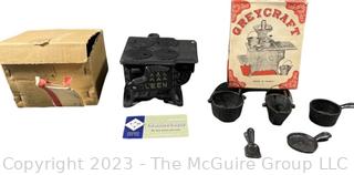 Greycraft Queen Miniature Cast Iron Wood Burning Stove with Accessories in Box