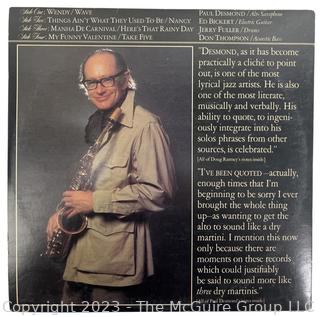 Jazz Vinyl Record Album 33 1/3 RPM: Paul Desmond (1976) - The Paul Desmond Quartet Live - 2Lp - Horizon   SP-850

