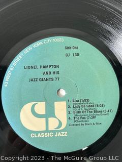 Jazz Vinyl Record Album 33 1/3 RPM: Lionel Hampton (1977) - And His Jazz Giants - Classic Jazz   CJ 136

