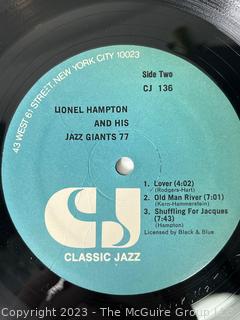 Jazz Vinyl Record Album 33 1/3 RPM: Lionel Hampton (1977) - And His Jazz Giants - Classic Jazz   CJ 136

