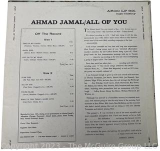 Jazz Vinyl Record Album 33 1/3 RPM: Ahmad Jamal (1962) - All Of You - Argo   LP 691

