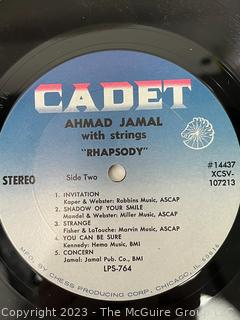 Jazz Vinyl Record Album 33 1/3 RPM: Ahmad Jamal (1965) - Rhapsody - Cadet   LPS 764

