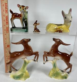 Five (5) Pieces of  Mid Century Deer Shaped Decorative Pieces Including Stewart B McCulloch California Art Pottery.