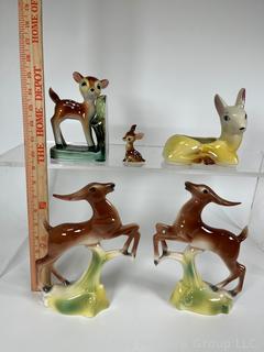 Five (5) Pieces of  Mid Century Deer Shaped Decorative Pieces Including Stewart B McCulloch California Art Pottery.