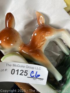 Five (5) Pieces of  Mid Century Deer Shaped Decorative Pieces Including Stewart B McCulloch California Art Pottery.