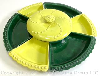 Green Mid Century W. Frazier of California Pottery Vegetable Relish Dish 