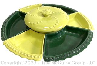 Green Mid Century W. Frazier of California Pottery Vegetable Relish Dish 