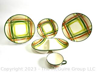 Mid Century Vernonware of California Porcelain Dishware Set in Tam O'Shanter Pattern.