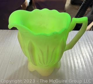 Fenton Art Glass Satin Custard Uranium Glass Creamer 