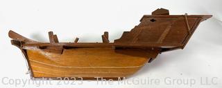 Large Wooden Model of Chinese Junk.  Needs repair. 22" long.