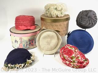 Seven (7) Vintage Spring Hats With Hat Boxes. 