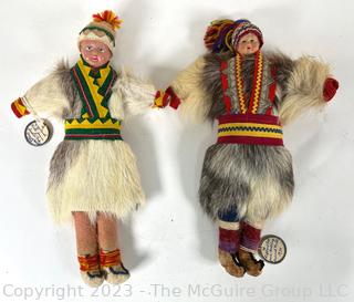 Two (2) Sami Lapland Dolls in Reindeer Fur, 1936