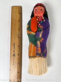 Native American Souvenir Travel Doll with Brush Base. 