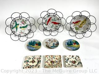 Nine (9) Hand Painted Trinket Bowls or Trivets.