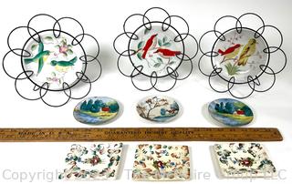 Nine (9) Hand Painted Trinket Bowls or Trivets.