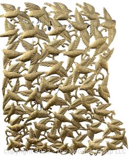 Haitian Handcrafted Gold Flock of Birds Metal Art Wall Hanging Cut From Recycled  Drums. Measures 32" x 38" (Description Altered 3-2 at 7:57pm ET)