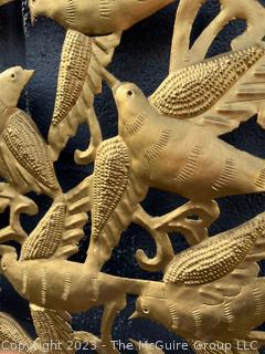 Haitian Handcrafted Gold Flock of Birds Metal Art Wall Hanging Cut From Recycled  Drums. Measures 32" x 38" (Description Altered 3-2 at 7:57pm ET)