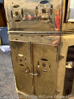 Early 20th Century Hexagonal Brass Street Vendor's Food Warmer.