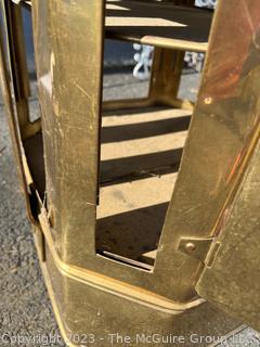 Early 20th Century Hexagonal Brass Street Vendor's Food Warmer.