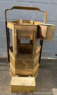 Early 20th Century Hexagonal Brass Street Vendor's Food Warmer.