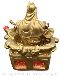 Gilt Painted Buddhist Sculpture of Seated Guan Gong, God of Wealth. 